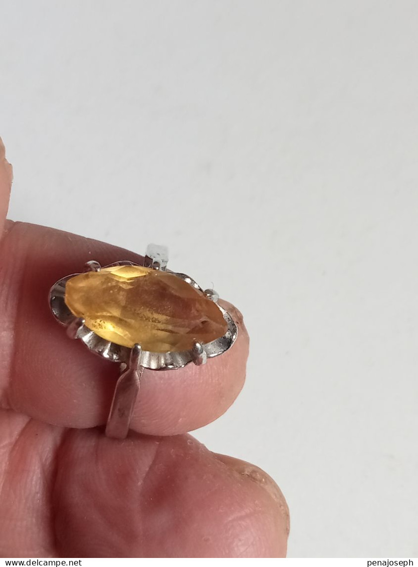 Bague Argent Avec Citrine Diamètre Intérieur 18 Mm - Ring