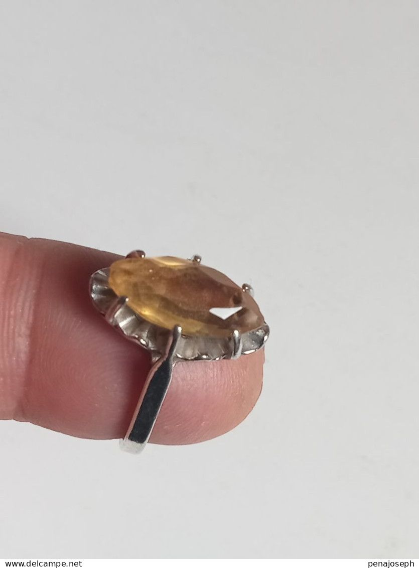 Bague Argent Avec Citrine Diamètre Intérieur 18 Mm - Bagues