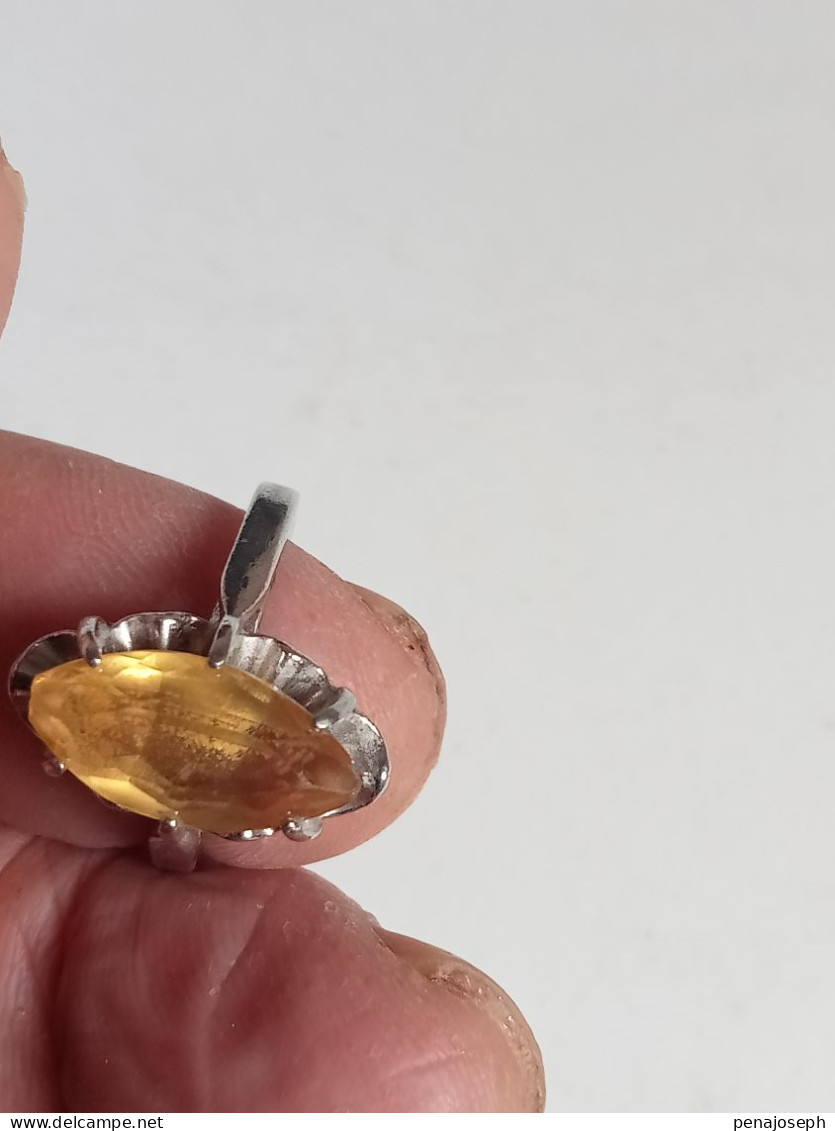 Bague Argent Avec Citrine Diamètre Intérieur 18 Mm - Anillos