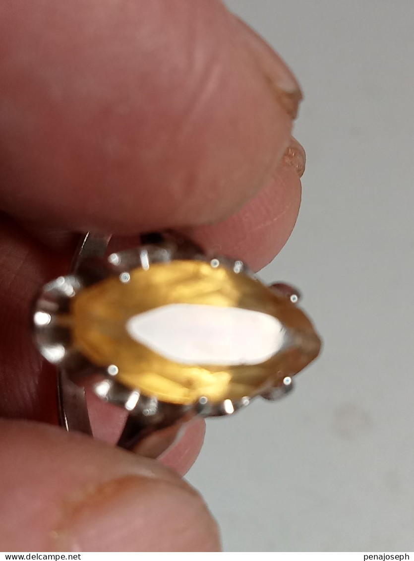 bague argent avec citrine diamètre intérieur 18 mm