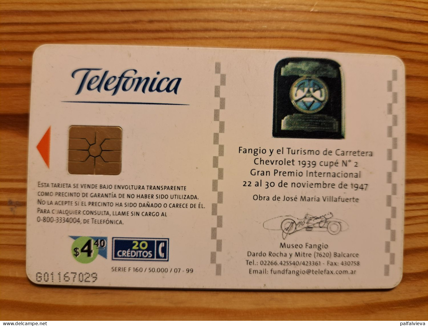 Phonecard Argentina - Fangio El Deportista Del Siglo, Car - Argentine