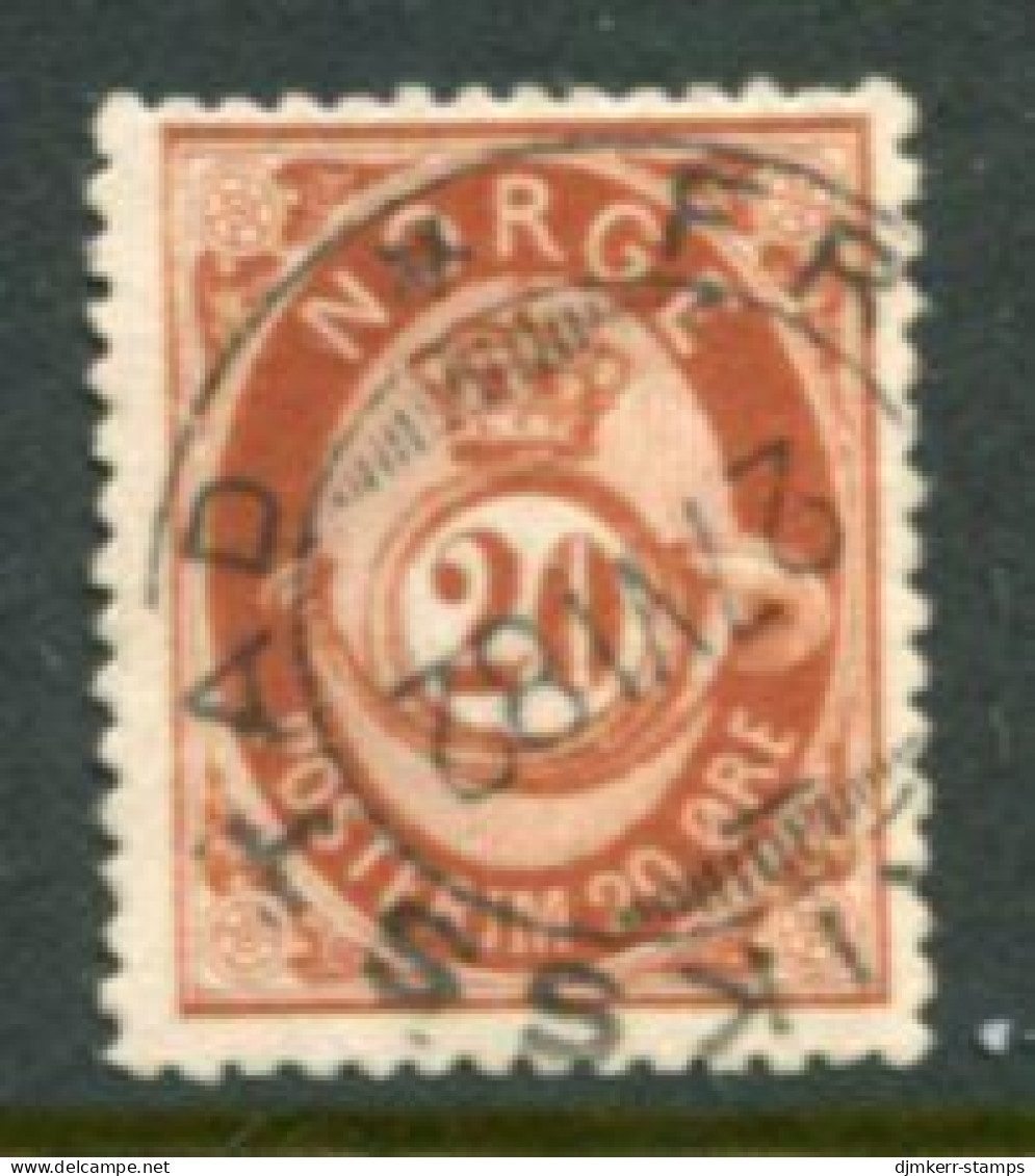 NORWAY 1877 Posthorn 20 Øre Used.  Michel 27 - Usati