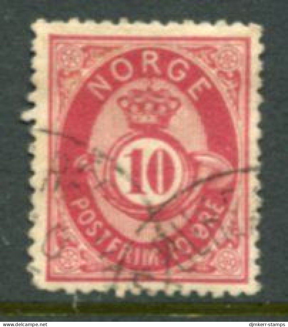 NORWAY 1877 Posthorn 10 Øre Used.  Michel 25 - Oblitérés