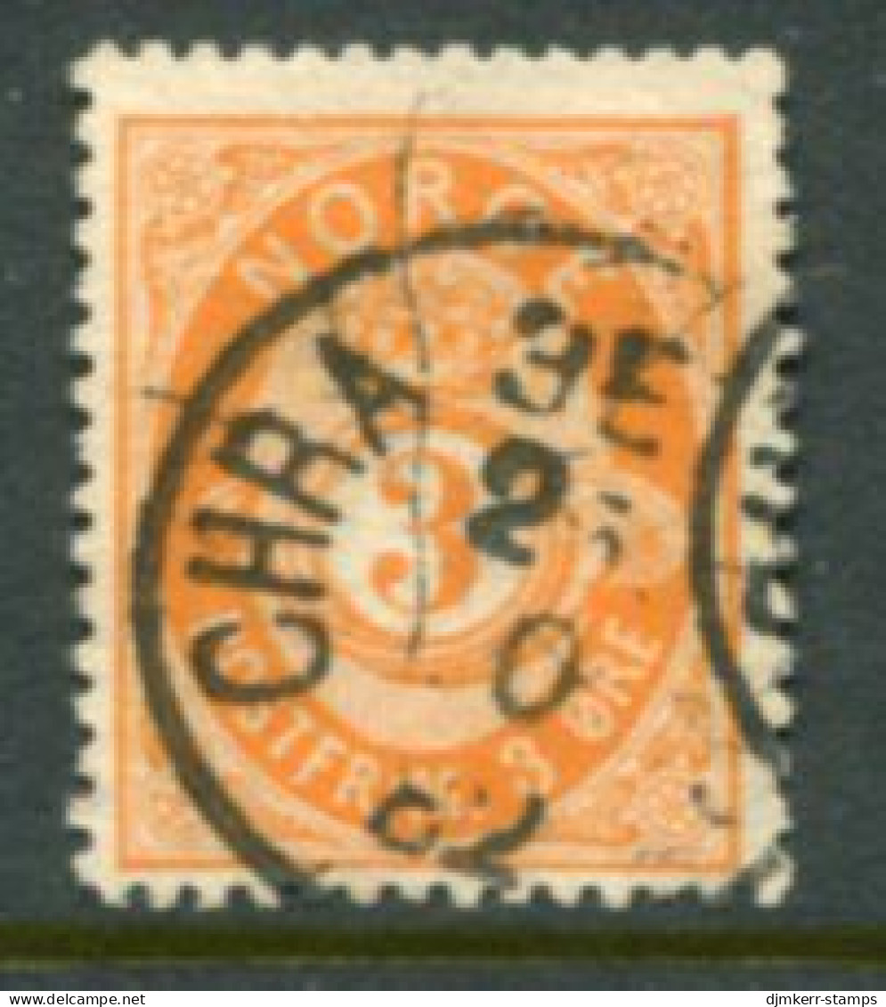 NORWAY 1877 Posthorn 3 Øre Used.  Michel 23 - Used Stamps