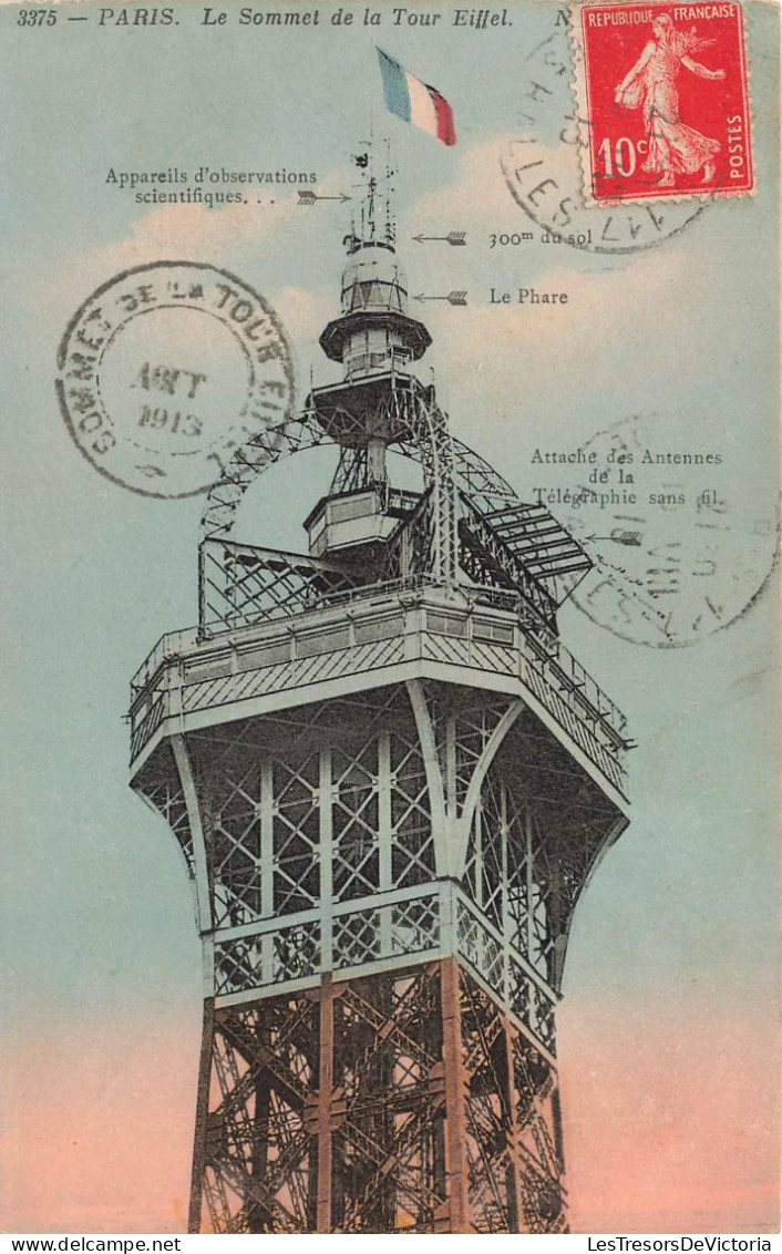 FRANCE - Paris - Vue Sur Le Sommet De La Tour Eiffel - Colorisé - Carte Postale Ancienne - Tentoonstellingen