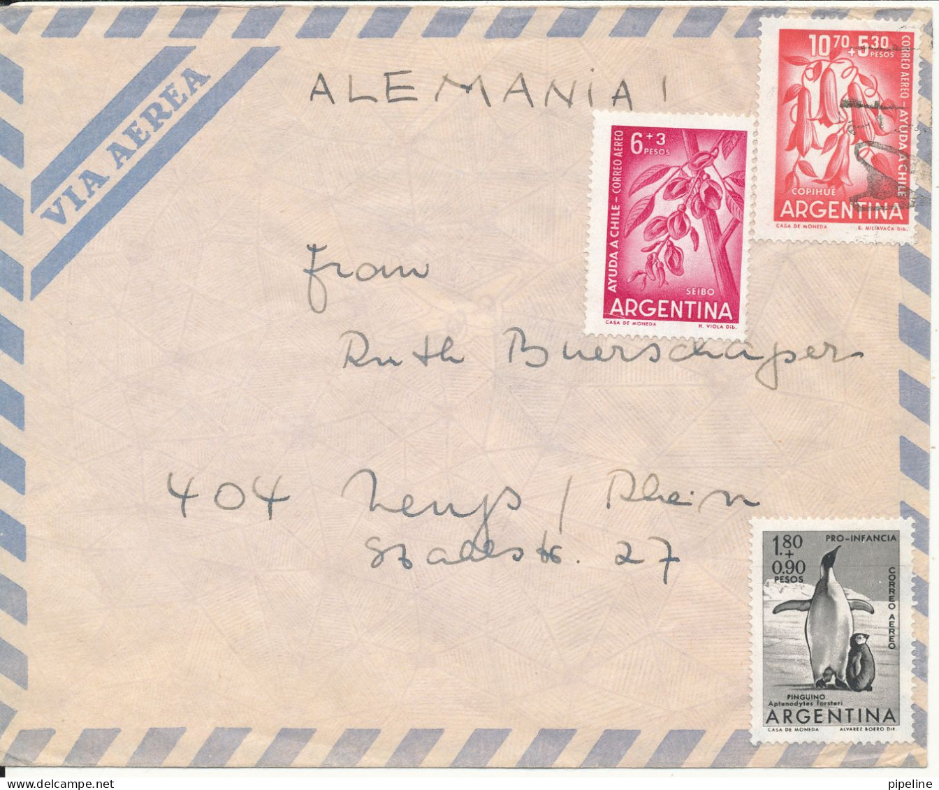 Argentina Air Mail Cover Sent To Germany - Luftpost