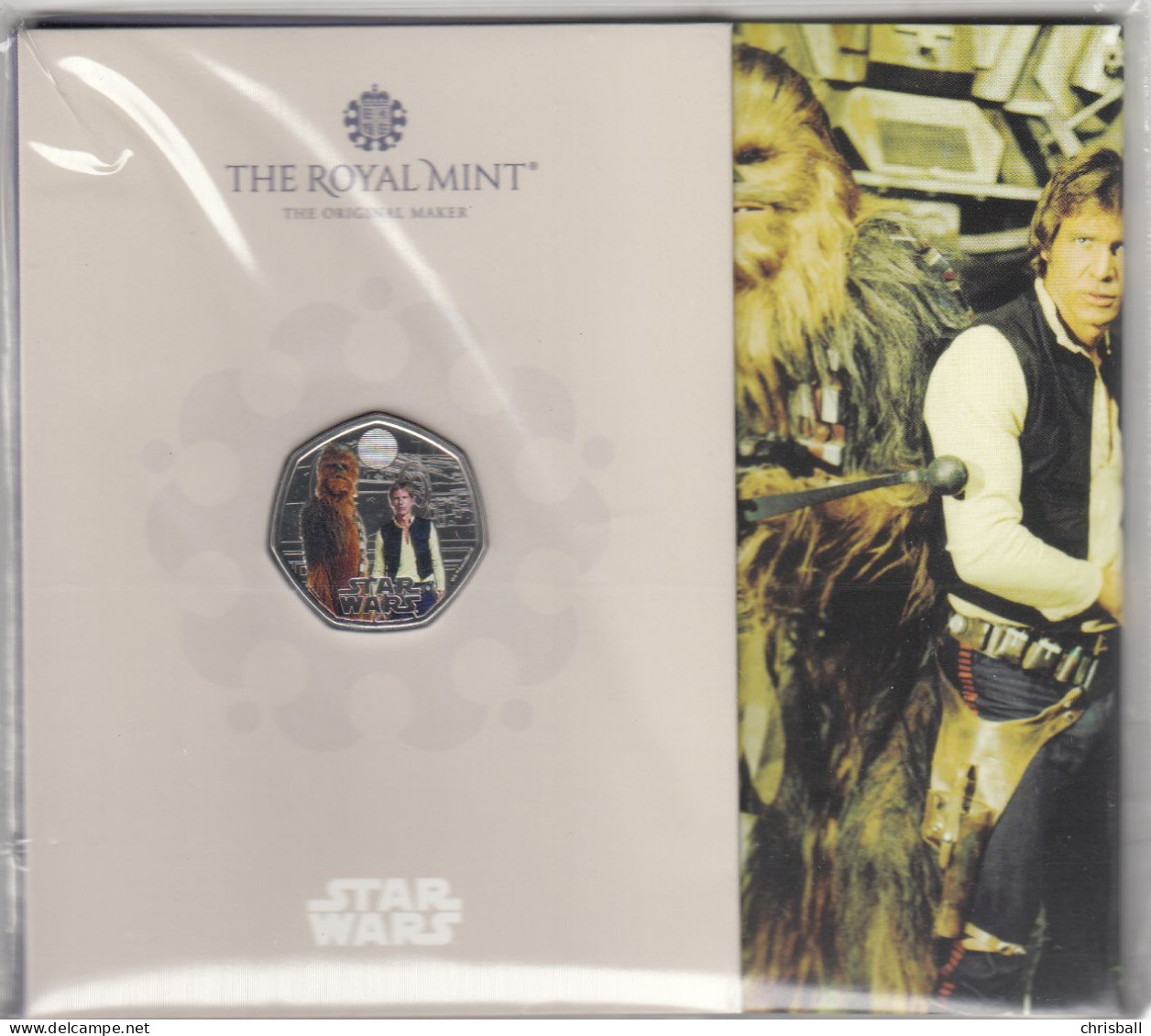 Great Britain UK 2023 50p Coin, Star Wars Han Solo & Chewbacca Coloured Bunc Coin - 50 Pence