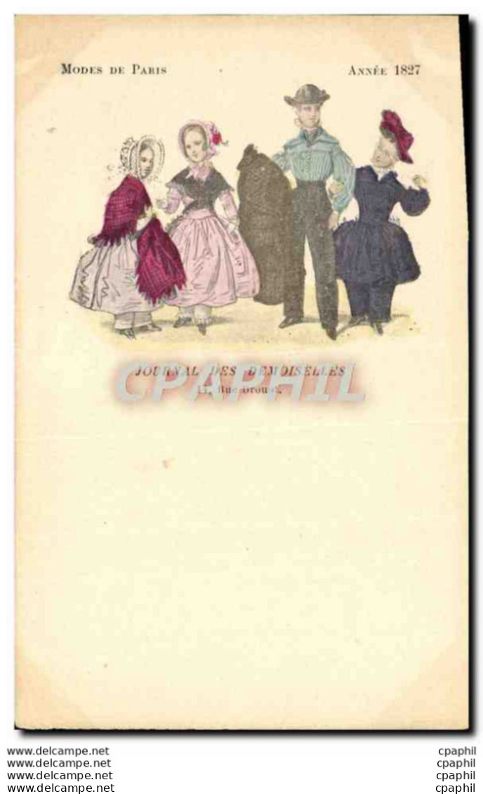 CPA Mode Coiffe Femme Journal Des Demoiselles Rue Drouot Annee 1827 - Mode