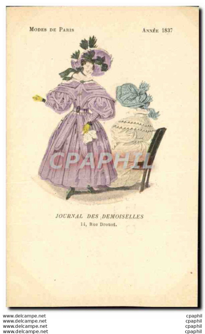 CPA Mode Coiffe Femme Journal Des Demoiselles Rue Drouot Annee 1837 - Mode