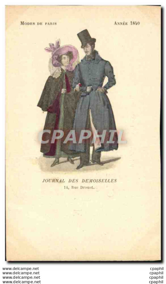 CPA Mode Coiffe Femme Journal Des Demoiselles Rue Drouot Annee 1840 - Mode