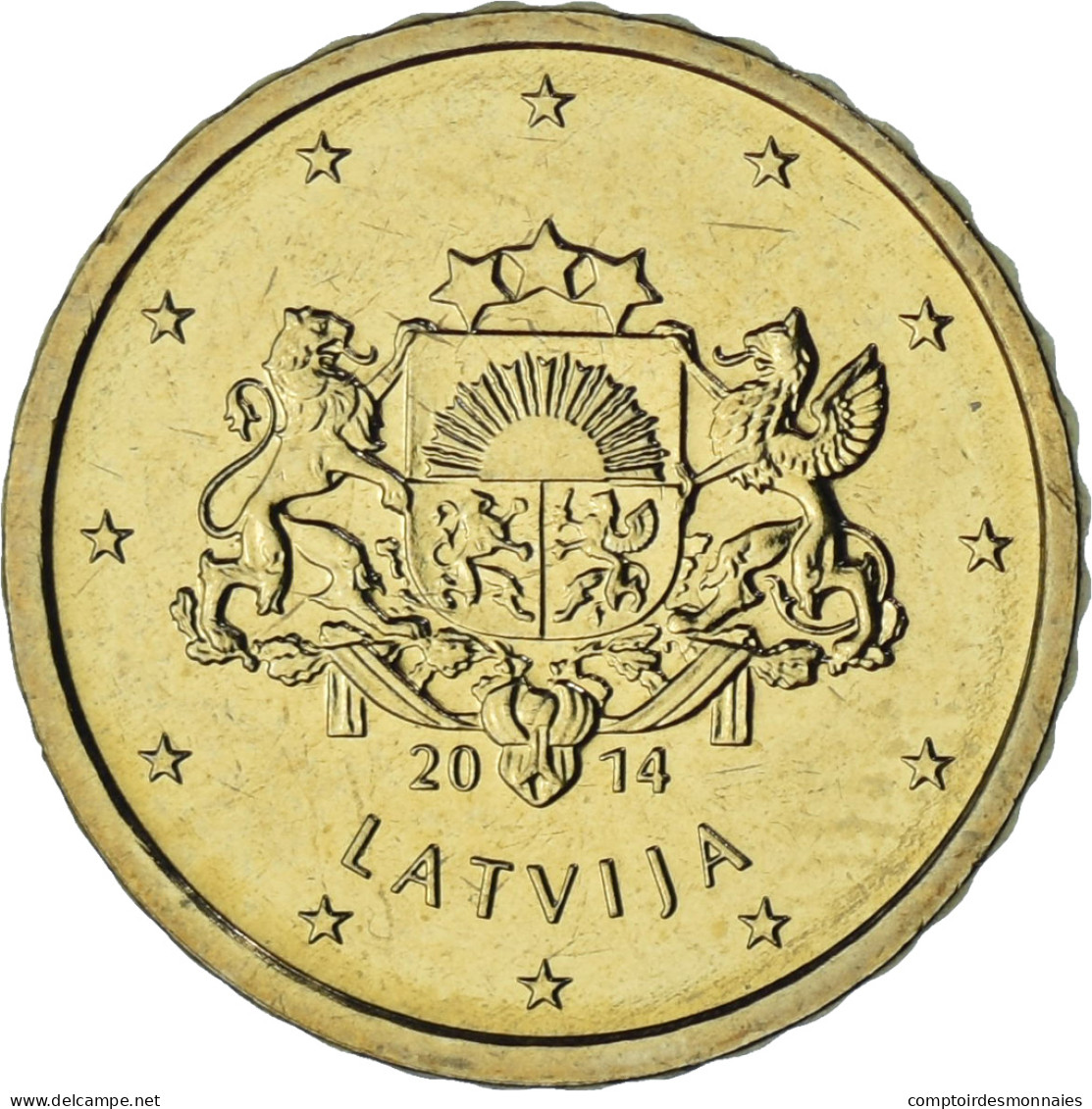 Lettonie, 10 Euro Cent, 2014, BU, SPL+, Or Nordique, KM:153 - Lettonie