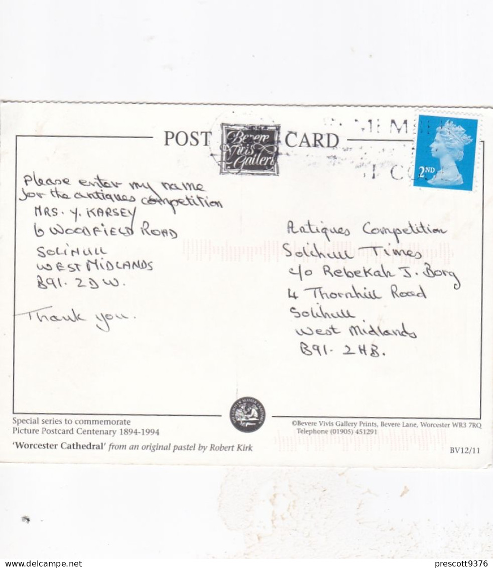 Worcester Cathedral, UK -  Used Postcard  - G6 - Stamped - Worcester