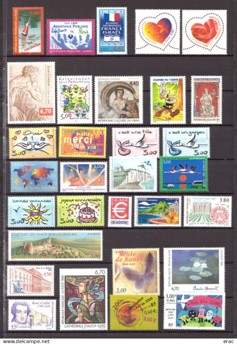 FRANCE - 1999 - Année Complète - N° 3211 à 3293 - Neufs ** - 115 Tp (Carnets Et BF) - 1990-1999