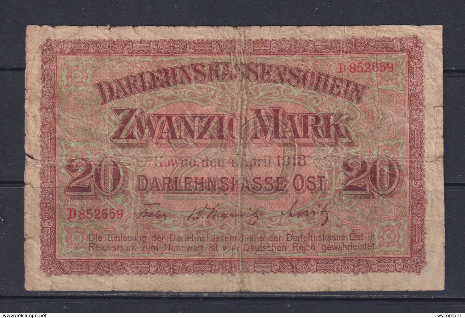 LITHUANIA, LATVIA And POLAND (GERMAN OCCUPATION)  - 1918 20 Mark Circulated Banknote - Lituanie