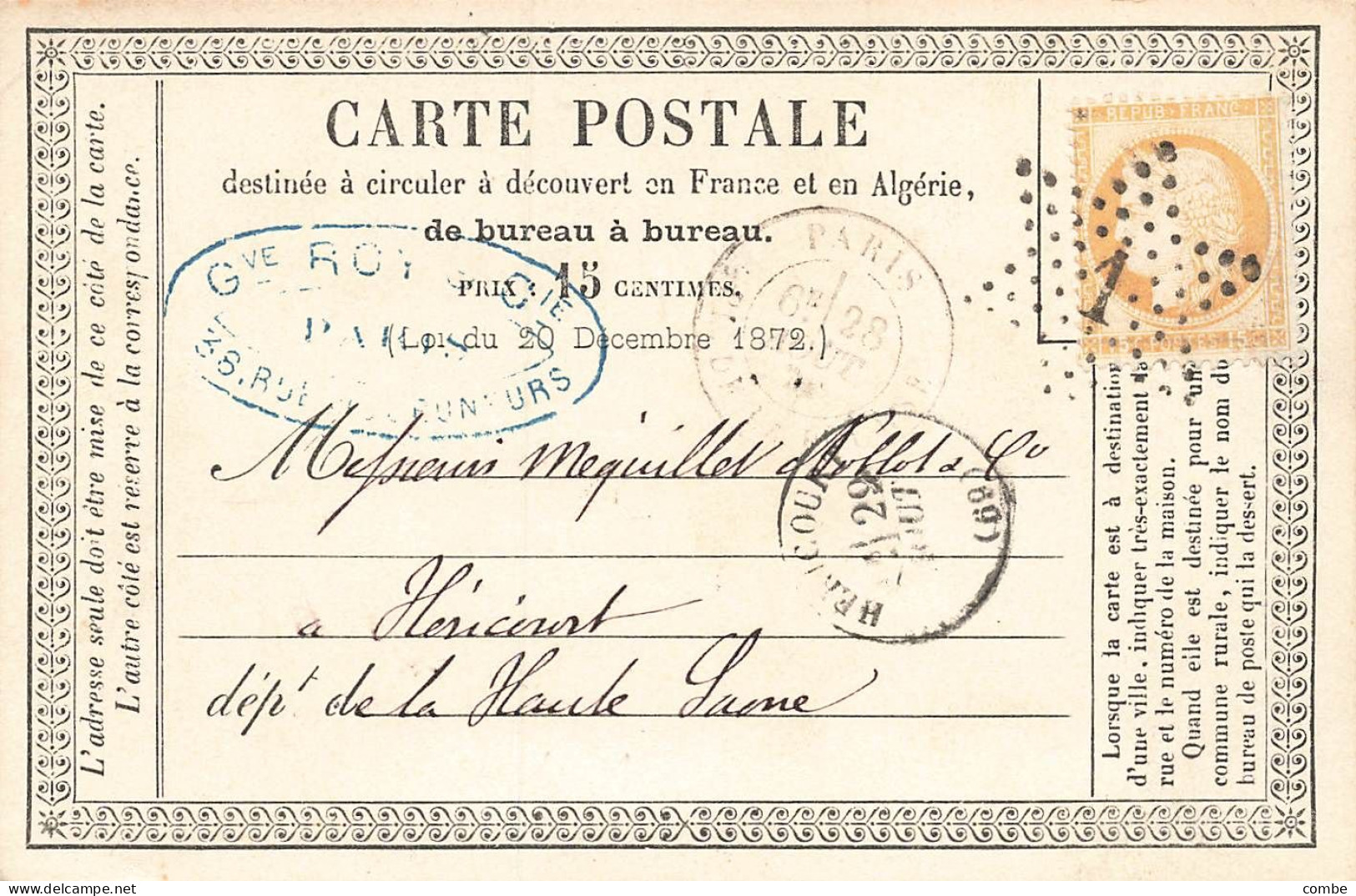 CARTE PRECURSEUR N° 10. FLEURONNÉ. PARIS ETOILE 1. T17 - Tarjetas Precursoras