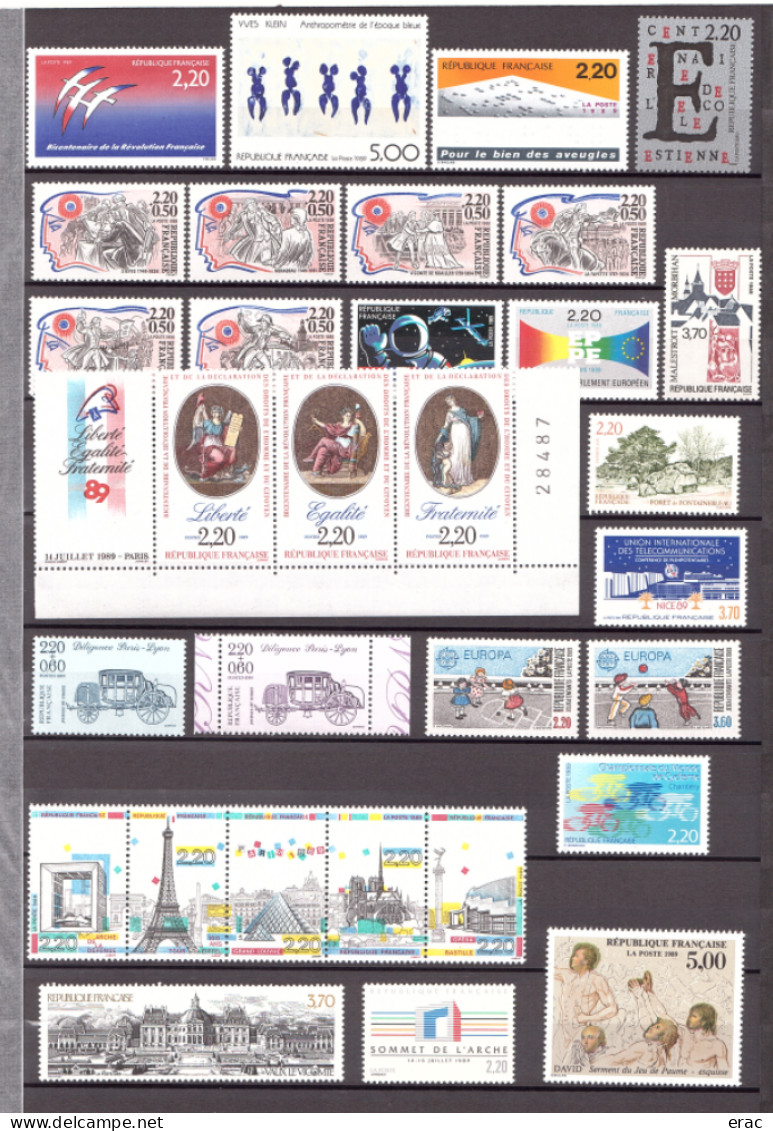 FRANCE - 1989 - Année Complète - N° 2560 à 2614 - Neufs ** - 53 Tp - 1980-1989