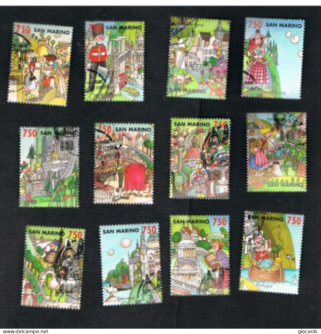 SAN MARINO - UN 1382.1393 - 1993 IL VILLAGGIO EUROPA (COMPLET SET OF 12 STAMPS, BY BF)     -  USED - Usati