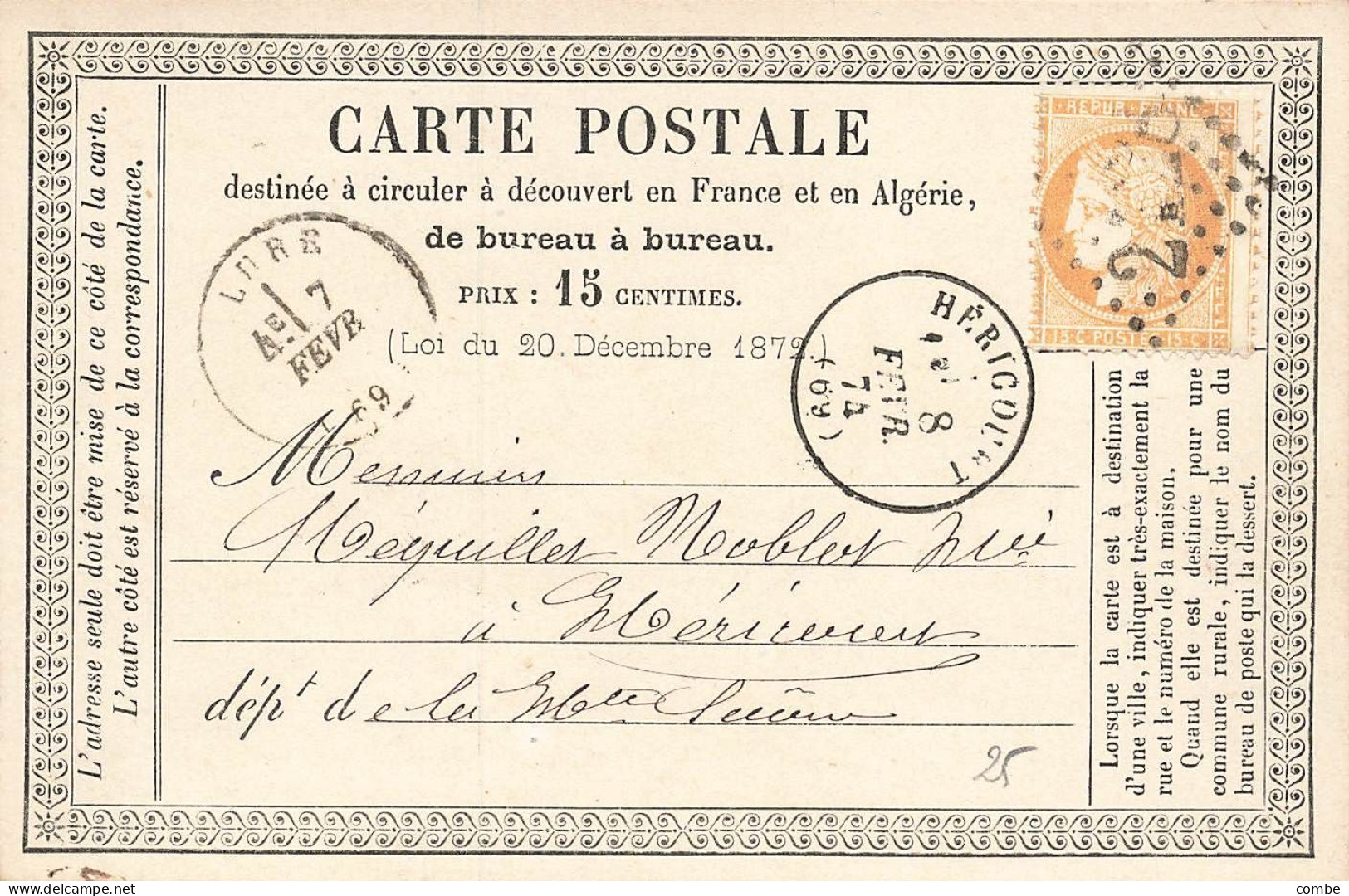 CARTE PRECURSEUR N° 10. FLEURONNÉ. LURE. HAUTE SAONE. T16. GC 2128 - Cartoline Precursori