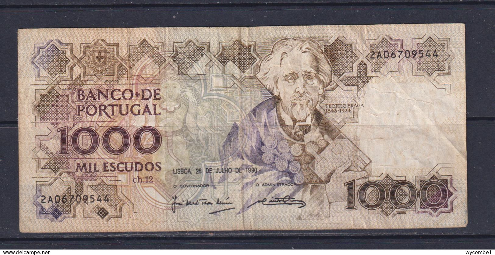 PORTUGAL  - 1990 1000 Escudos Circulated Banknote - Portugal