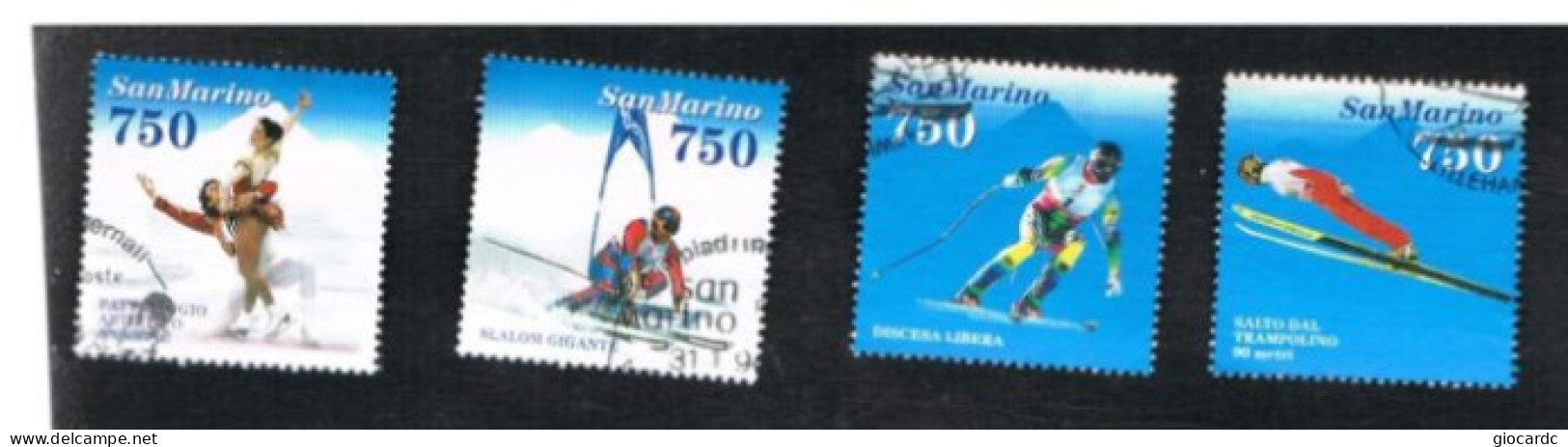 SAN MARINO - UN 1407.1410 - 1994  "LILLEHAMMER 94": OLIMPIADI INVERNALI  (COMPLET SET OF 4, BY BF)  - USED - Gebraucht