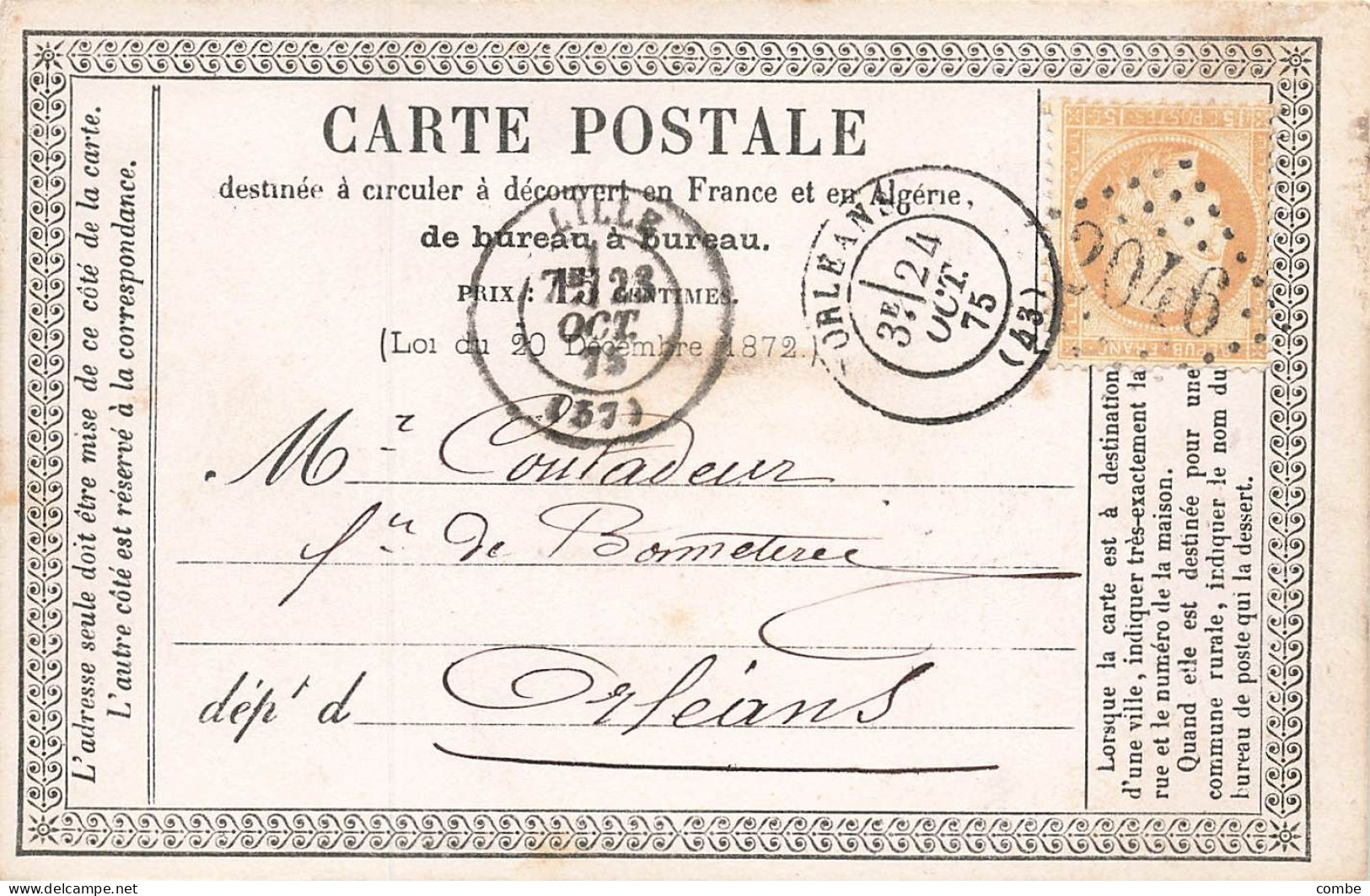 CARTE PRECURSEUR N° 10. LILLE. NORD. T17. GC 2046 - Precursor Cards