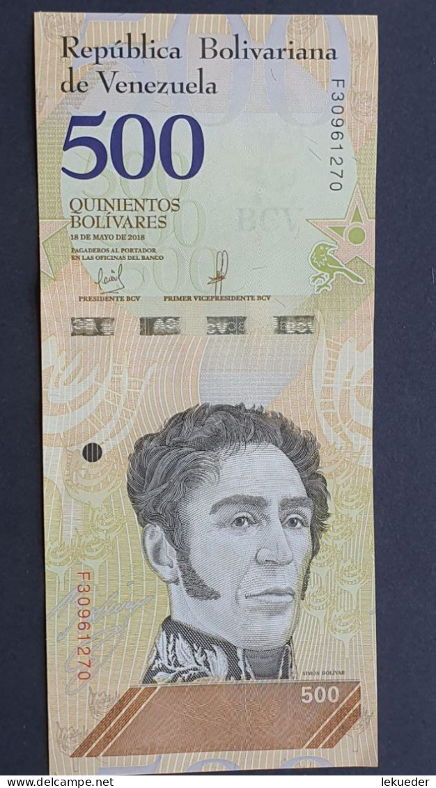 Billete De Banco De VENEZUELA - 500 Bolívares, 2018  Sin Cursar - Venezuela