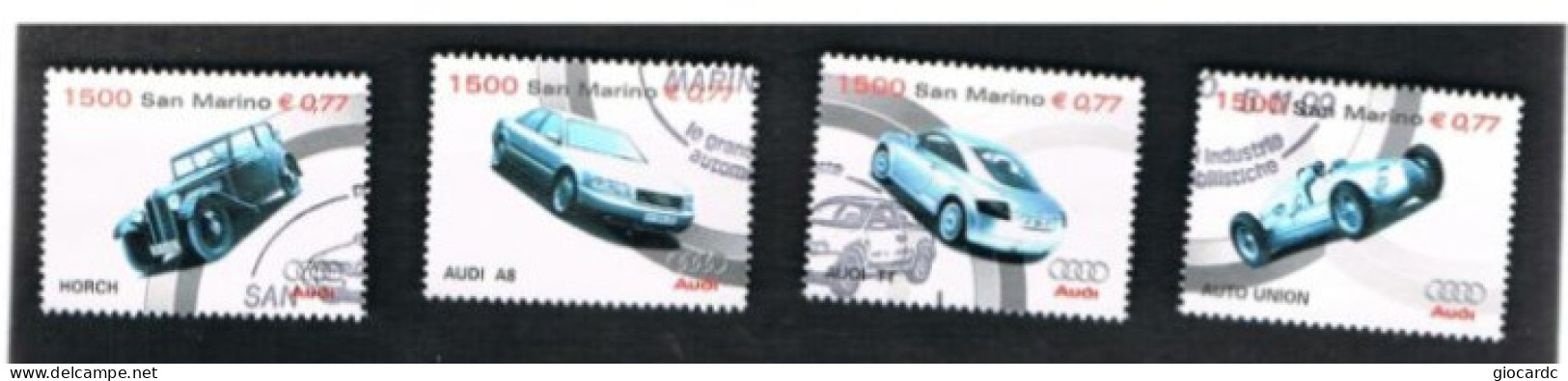 SAN MARINO - UN 1705.1708 - 1999 GRANDI INDUSTRIE AUTOMOBILISTICHE : AUDI (COMPLET SET OF 4, BY BF)   - USED - Used Stamps