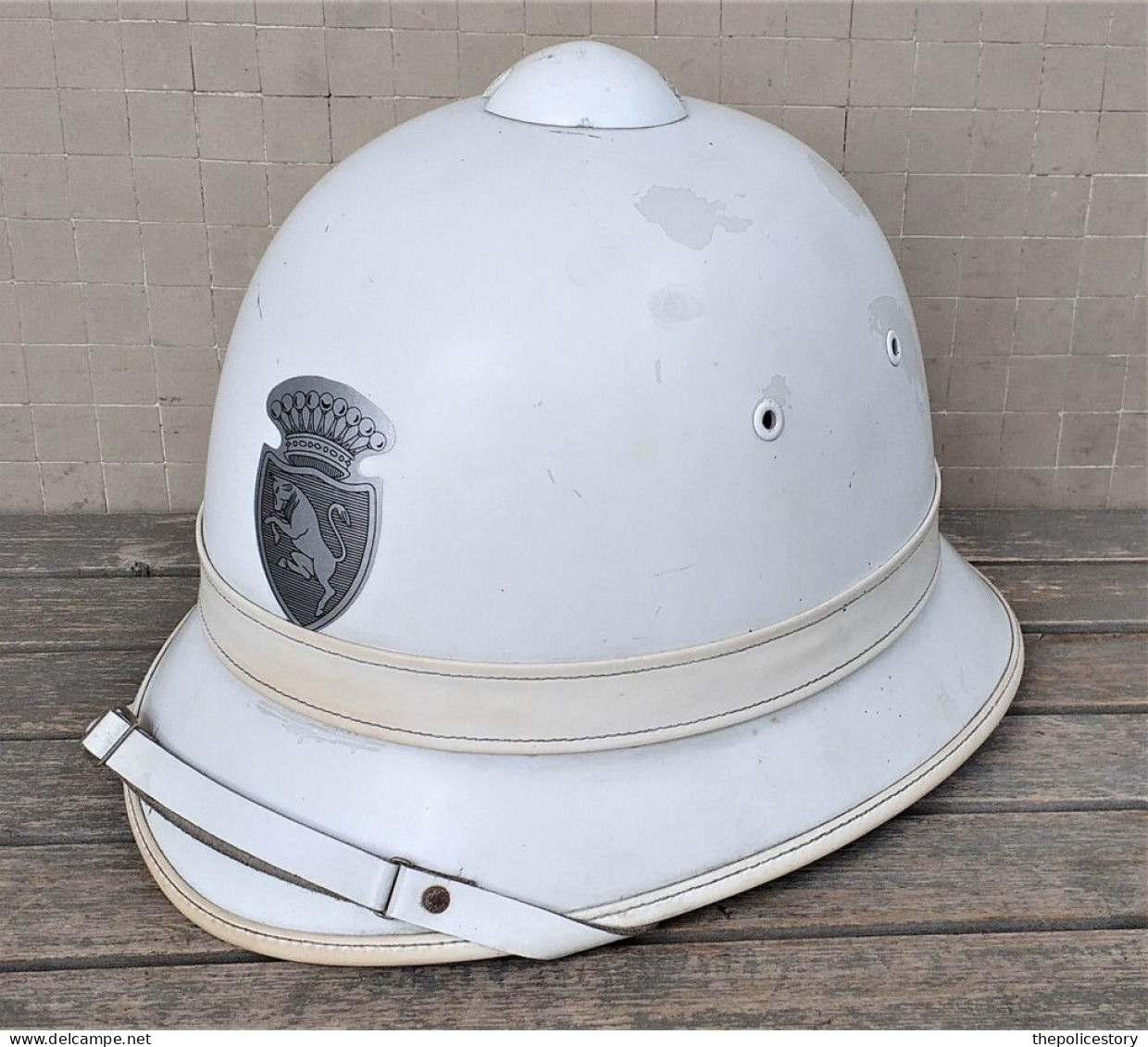 Casco Estivo Vintage Vigili Urbani Di Torino Anni '70 Originale Usato Completo - Hoeden