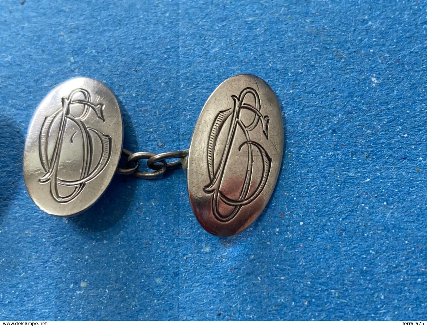 COPPIA DI GEMELLI PER CAMICIA ARGENTO 925 CUFFLINKS VICTORIAN DECò MONOGRAMMA. - Altri & Non Classificati