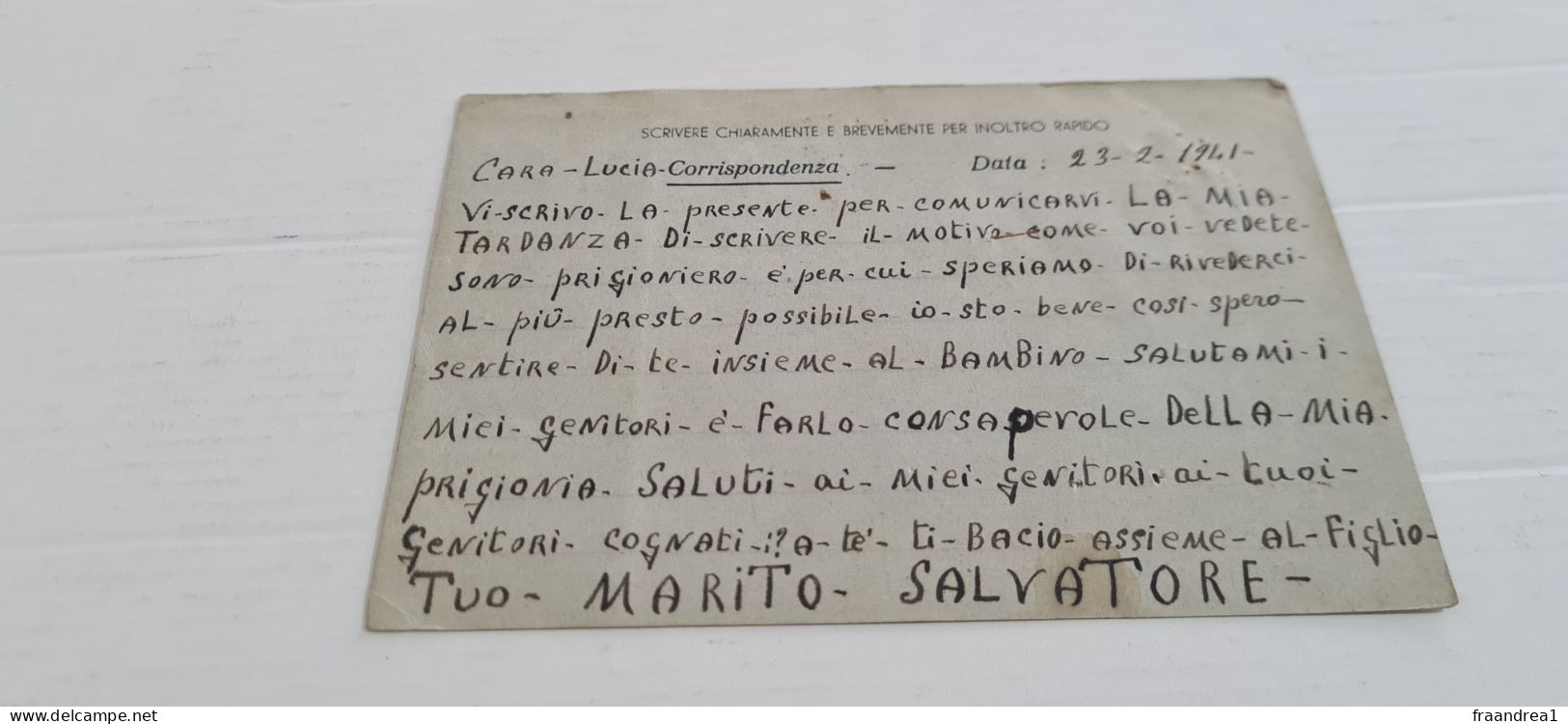 WWII POW 1941 Camp  EGITTO  . CROCE ROSSAFranchigia Posta Militare  Prisoner Of War POW Postcard LOCOROTONDO  BARI - Guerre 1939-45