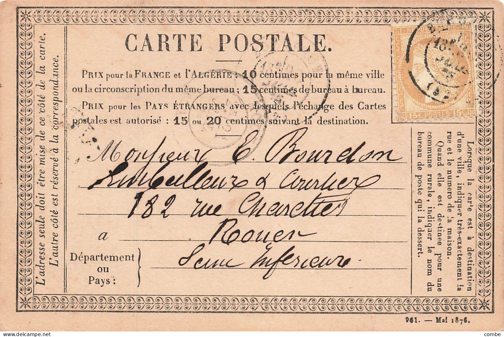 CARTE PRECURSEUR N° 24. BORDEAUX. GIRONDE. T17. - Precursor Cards