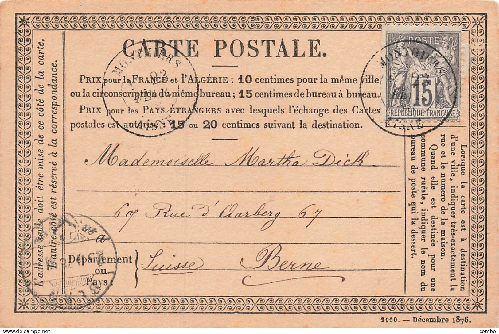 CARTE PRECURSEUR N° 28. MONTNIERS AISNE. T 18 - Tarjetas Precursoras