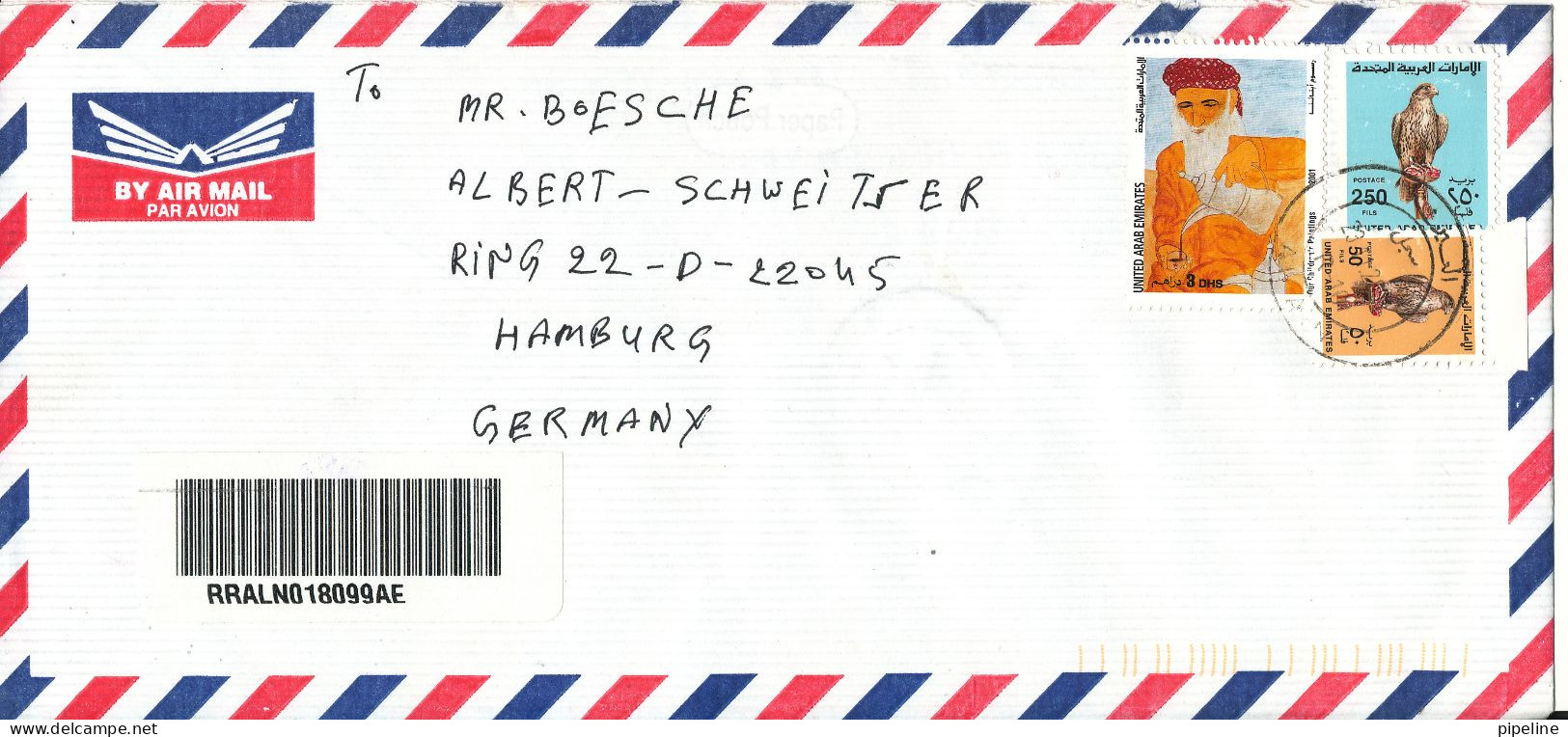 UAE Abu Dhabi Registered Air Mail Cover Sent To Germany 23-11-2001 - Abu Dhabi