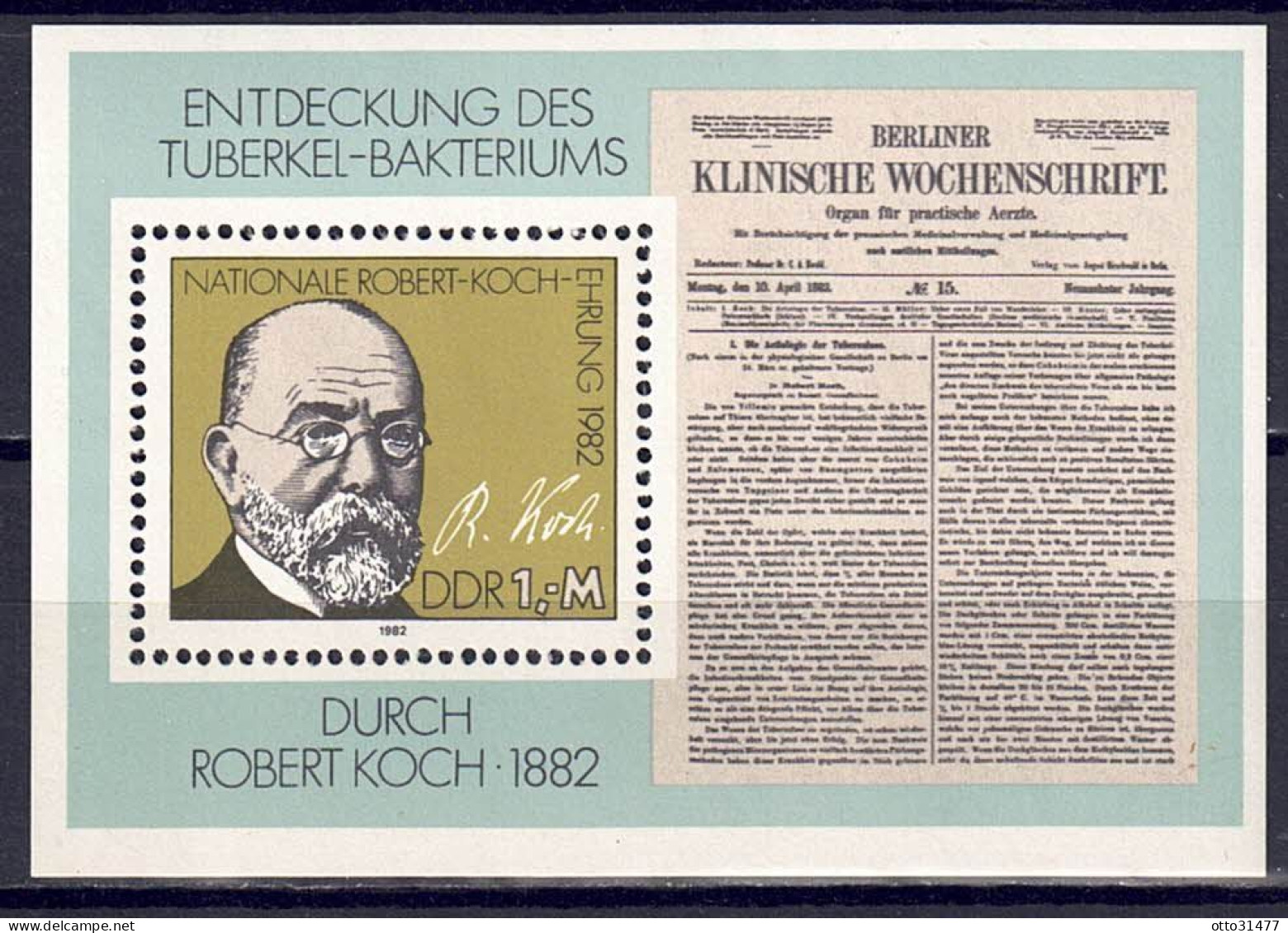 DDR 1982 - Robert Koch, Block 67, Postfrisch ** / MNH - 1981-1990