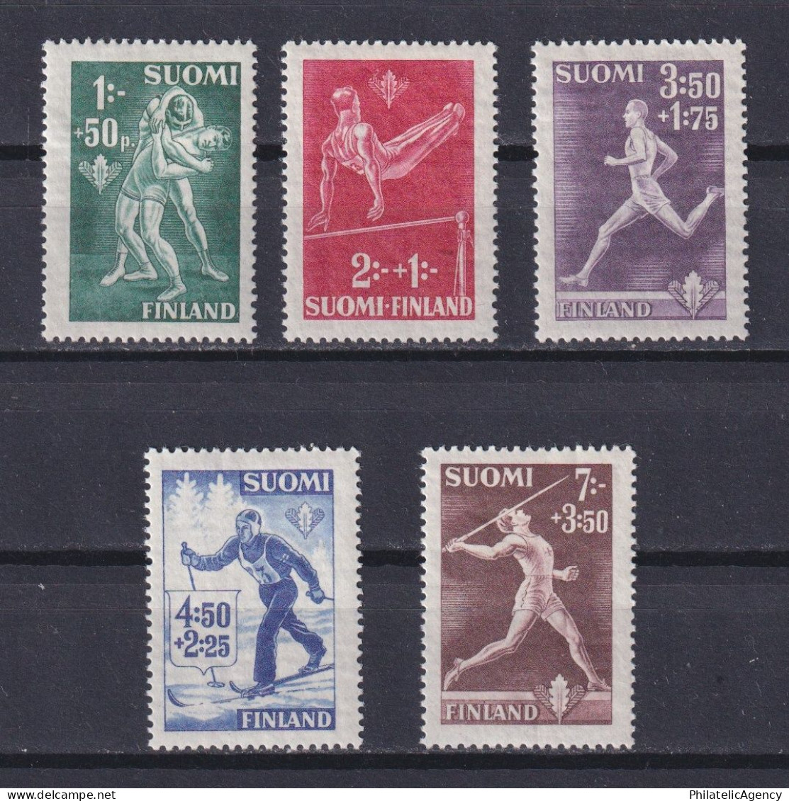 FINLAND 1945, Sc #B69-B73, Sports, MH - Unused Stamps