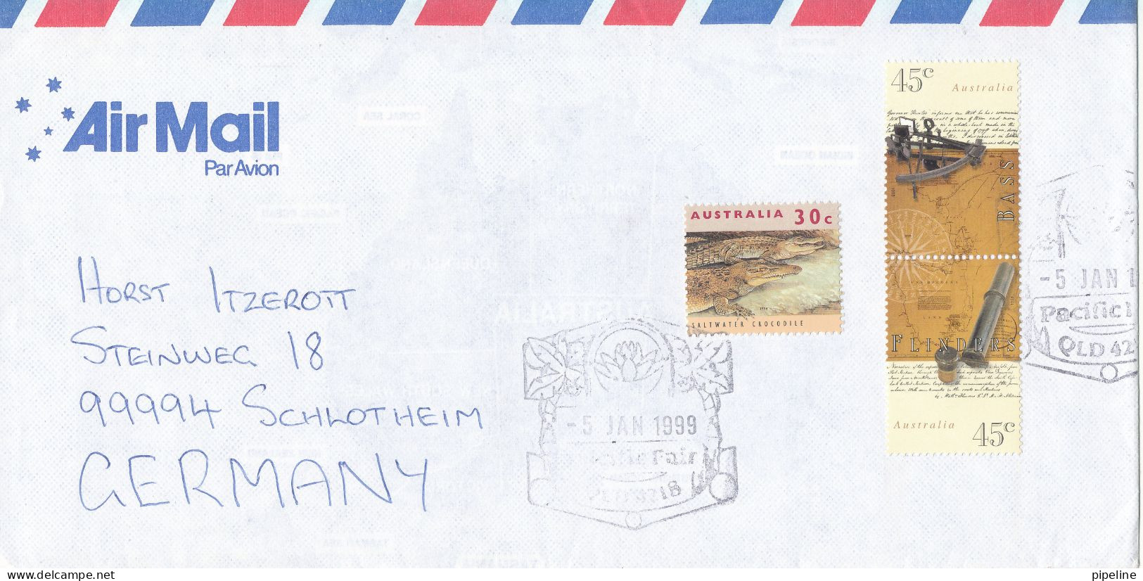 Australia Air Mail Cover Sent To Germany 5-1-1999 Special Postmark Pacific Fair Topic Stamps - Cartas & Documentos