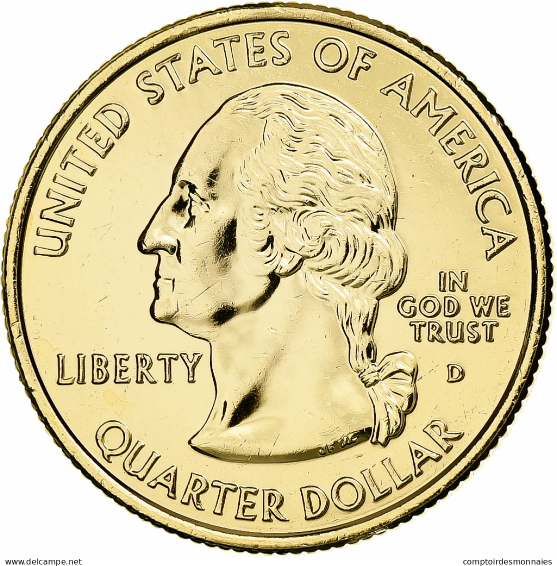 États-Unis, Quarter, North Carolina, 2001, U.S. Mint, Golden, Cupronickel - 1999-2009: State Quarters