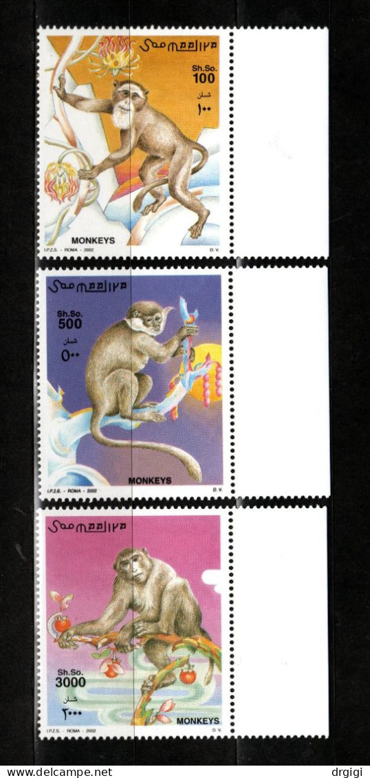 SOMALIA, 2002 - SERIE, SET - SCIMMIE - MONKEYS - BDF, MNH** - Somalia (1960-...)