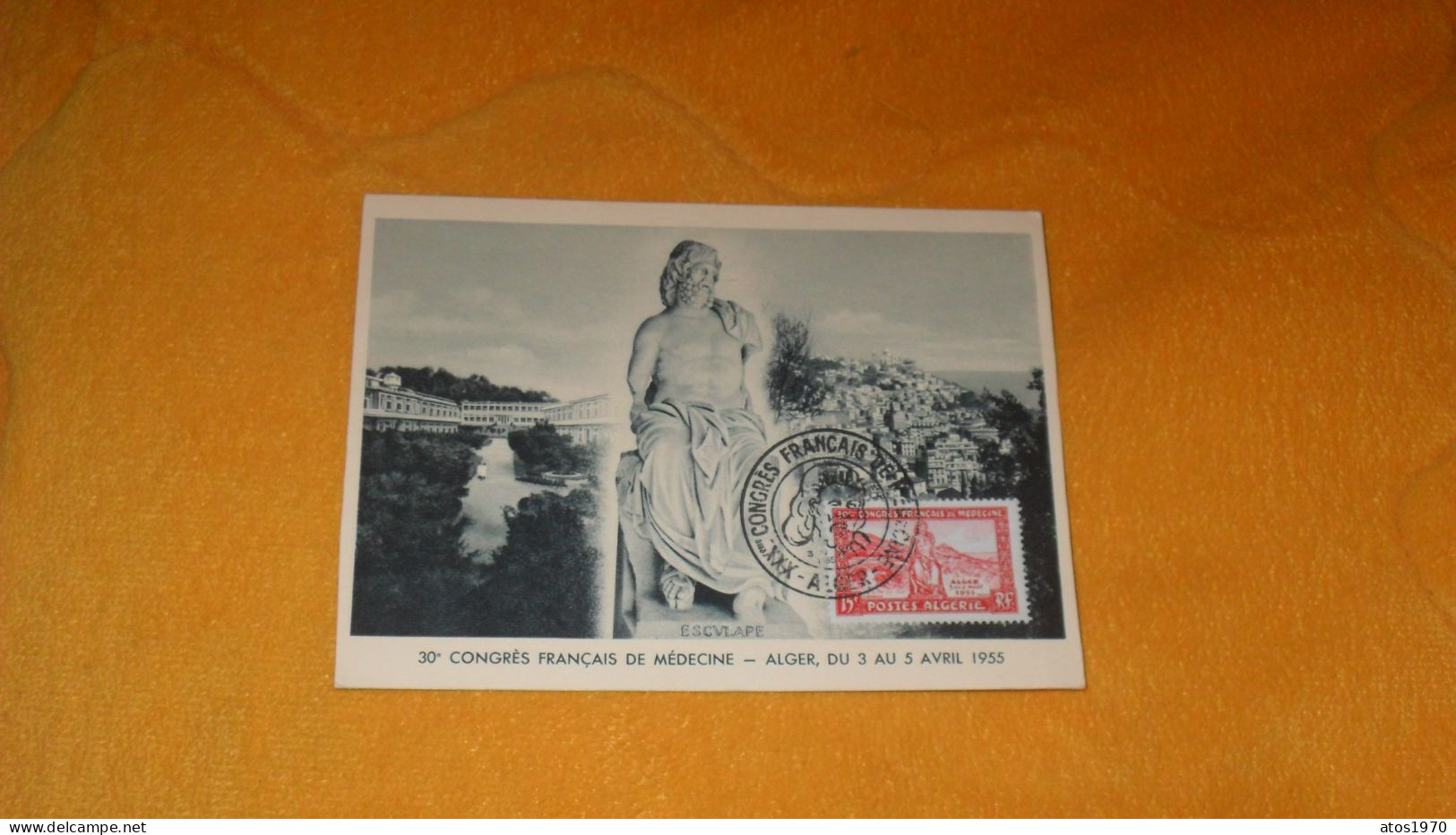 CARTE MAXIMUN ANCIENNE DE 1955../ 30e CONGRES FRANCAIS DE MEDECINE..ALGER DU 3 AU 5 AVRIL 1955..CACHET + TIMBRE - Cartoline Maximum