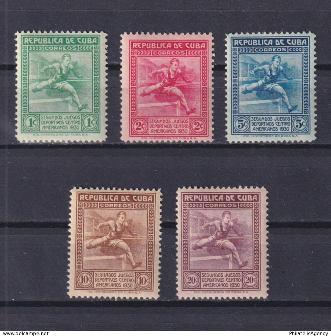 CUBA 1930, Sc #299-303, Sports, Central American Athletic Games, MH - Unused Stamps