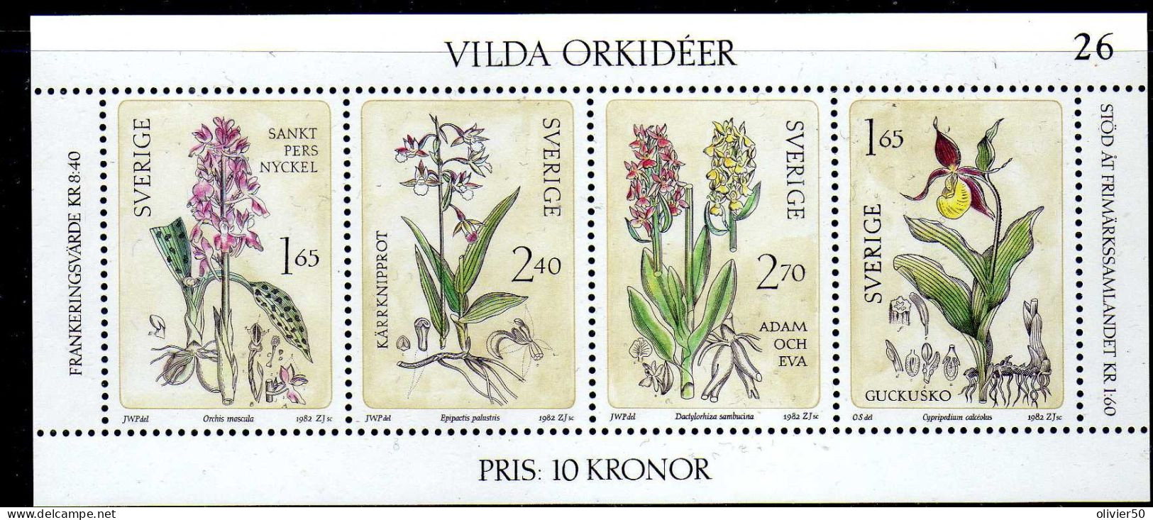 Suede - 1982  - BF  Flore - Orchideee -  Neuf** - MNH - Blokken & Velletjes