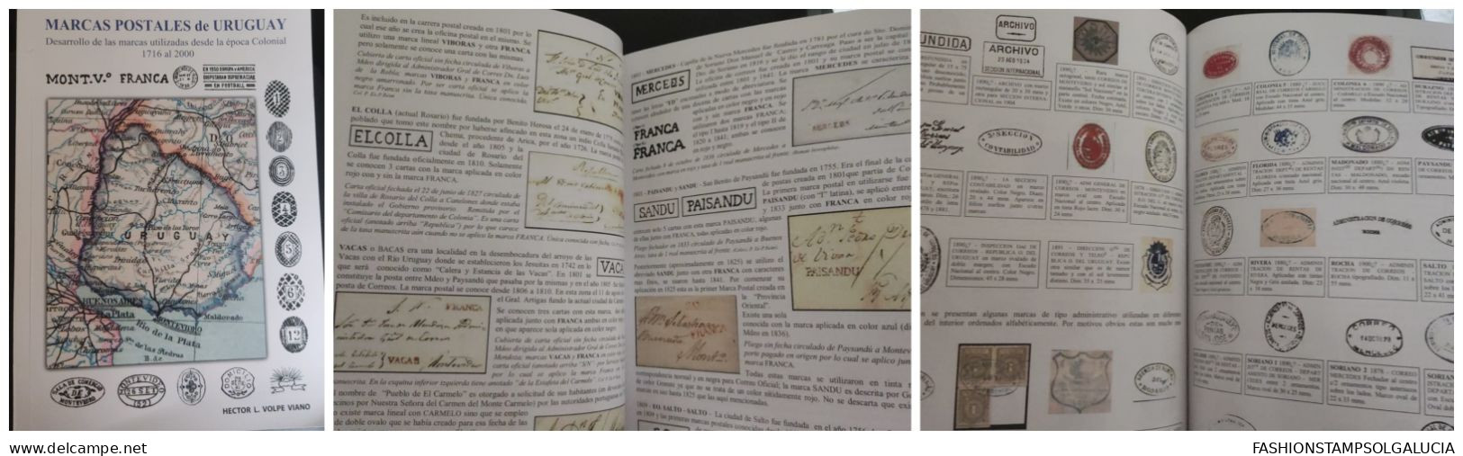 2019 URUGUAY, BOOK - CATALOGUE. POSTAL MARKS OF URUGUAY MARKS COLONIAL PERIOD 1716 TO 2000, HECTOR L.VOLPE VIANO, SPANIS - Philately And Postal History