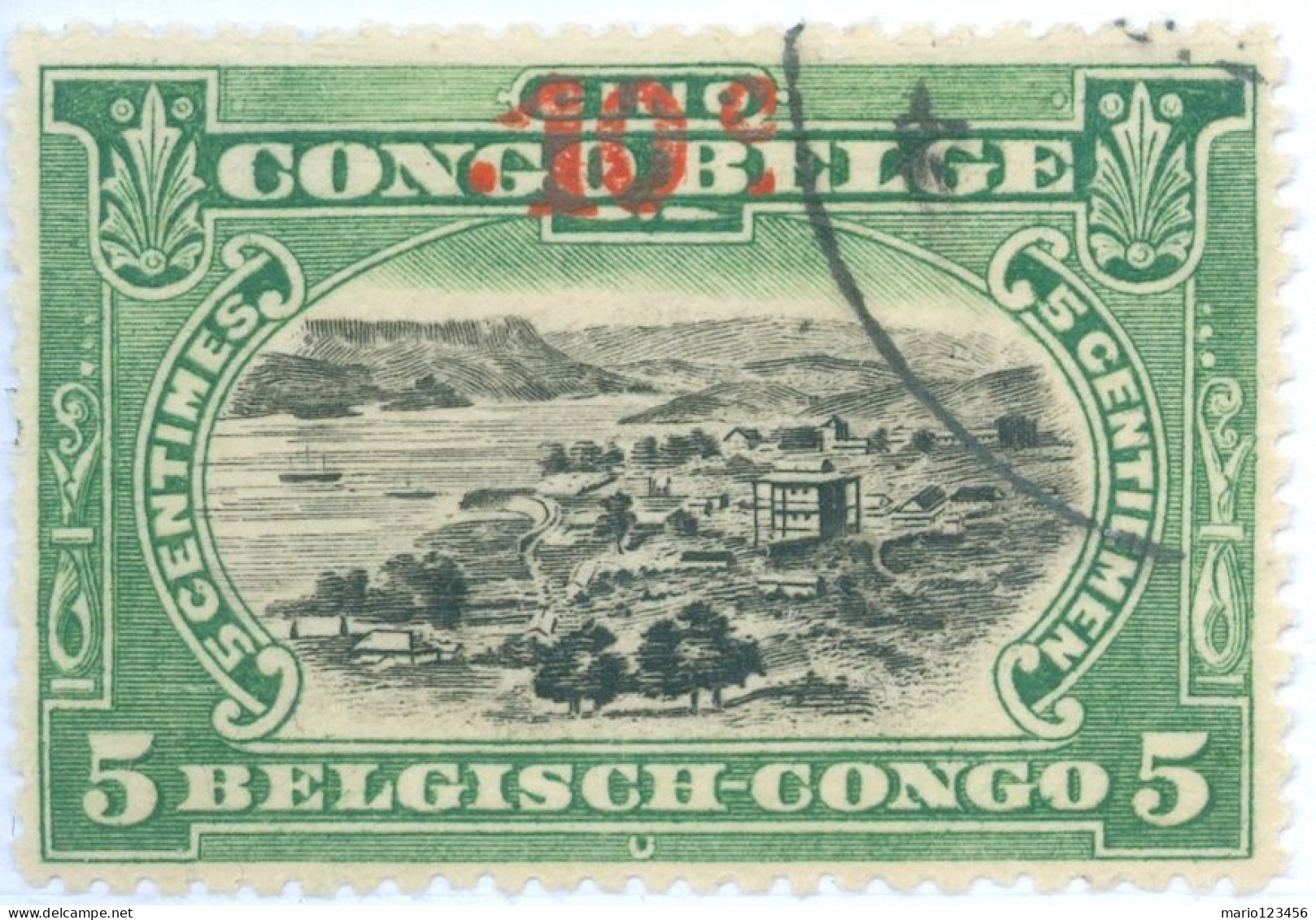 CONGO BELGA, BELGIAN CONGO, PAESAGGI, LANDSCAPE, 1922, FRANCOBOLLI USATI Mi:BE-CD 59, Scott:BE-CD 75, Yt:BE-CD 96 - Used Stamps