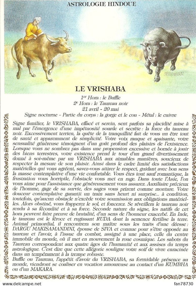 Astrologie Hindoue - Le Vrishaba - 21 Avril/20mai - CPM - - Bouddhisme