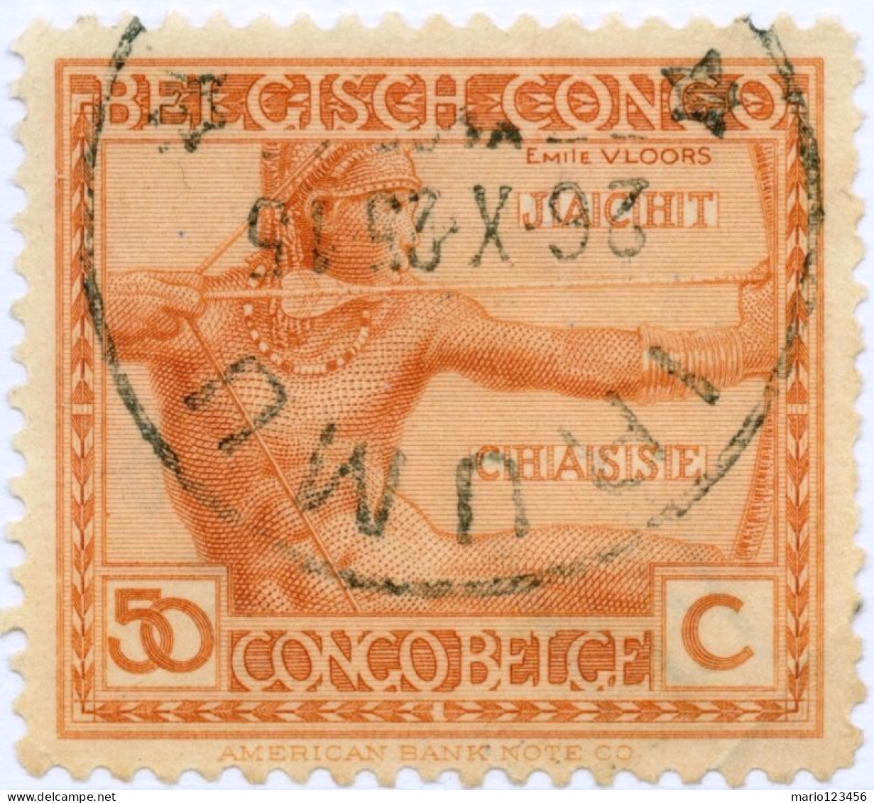 CONGO BELGA, BELGIAN CONGO, RITRATTI INDIGENI, 50 C, 1925, FRANCOBOLLI USATI ScottBE-CD 99, Yt:BE-CD 123 (0,60) - Gebruikt