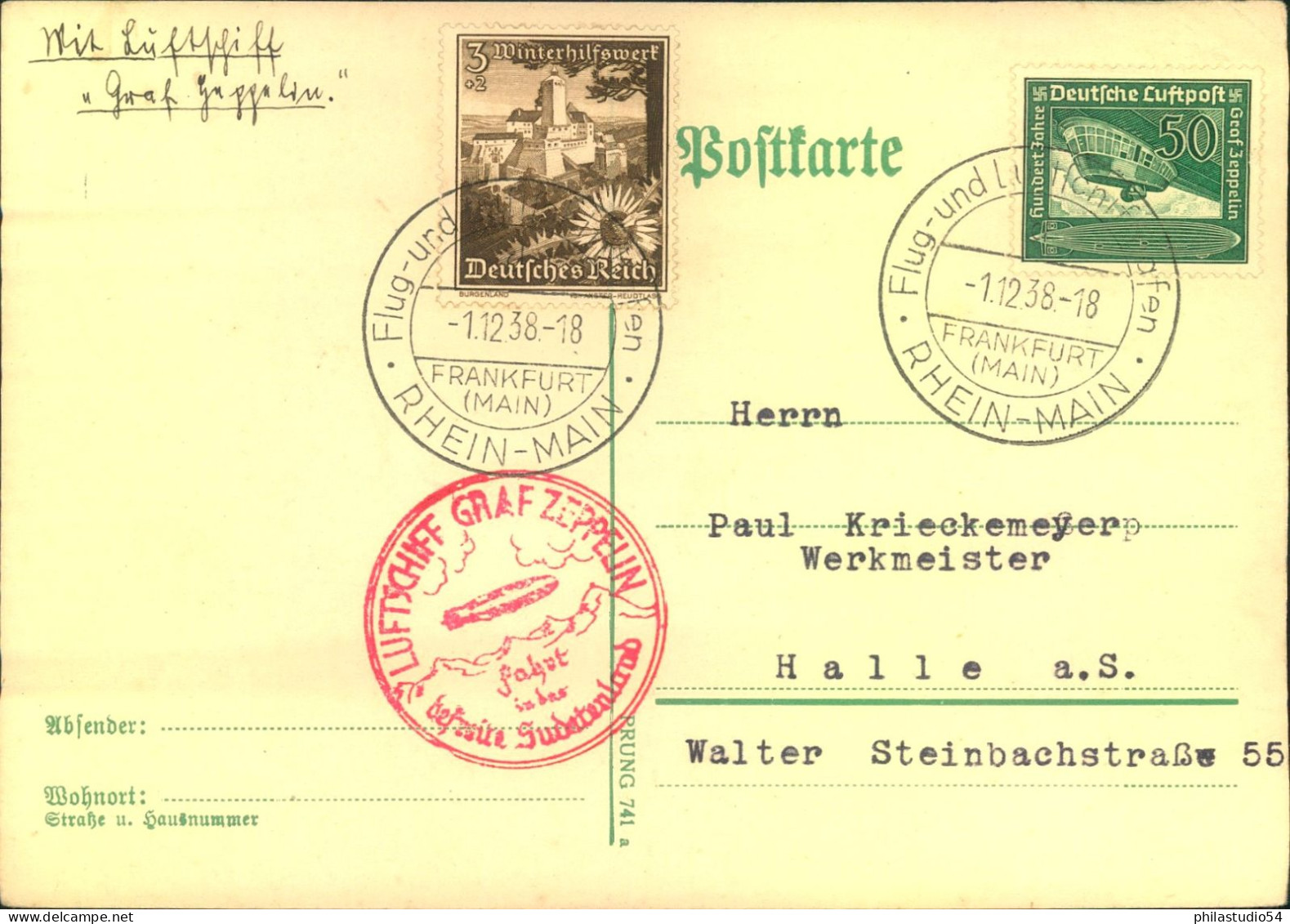 1935, Sonderkarte Per Luftpost Ab München. - Briefe U. Dokumente