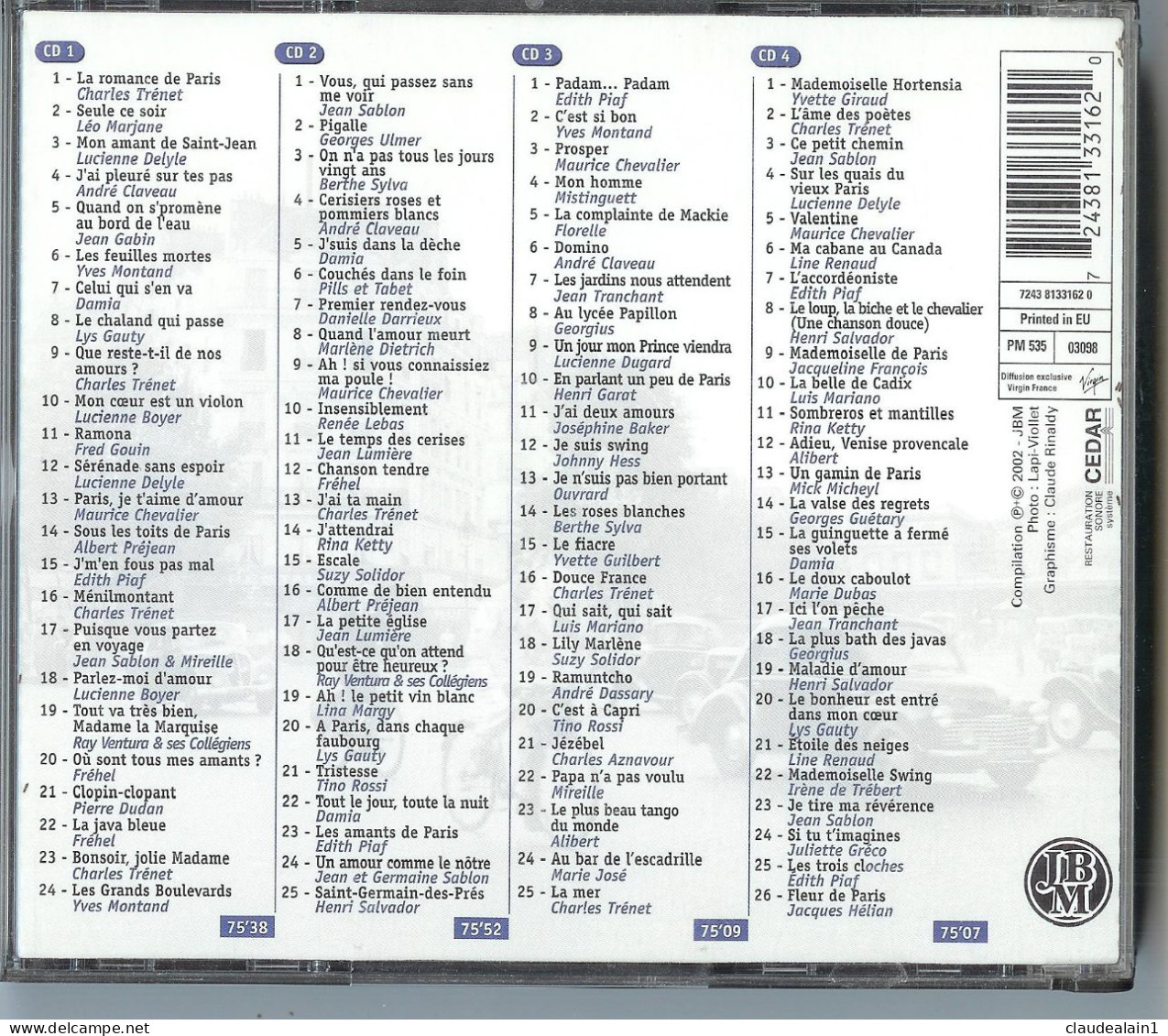 ALBUM CD 100 Chansons Françaises De Légende (4 CD & 100 Titres) - Très Bon état - Otros - Canción Francesa