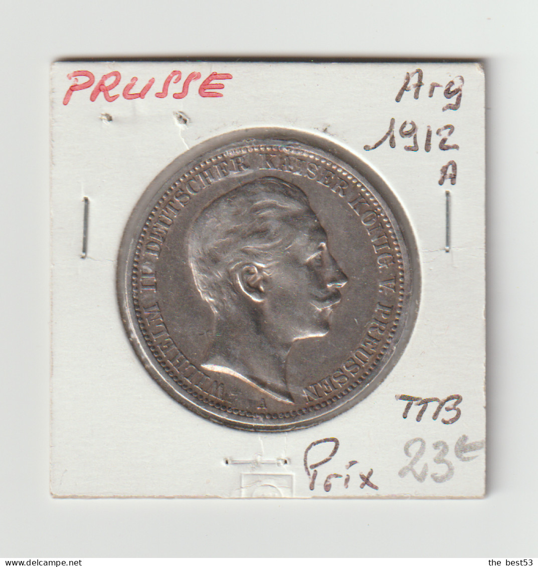 Allemagne  Prusse  -  3 Mark  Arg.  -  1912  -  TTB - 2, 3 & 5 Mark Plata