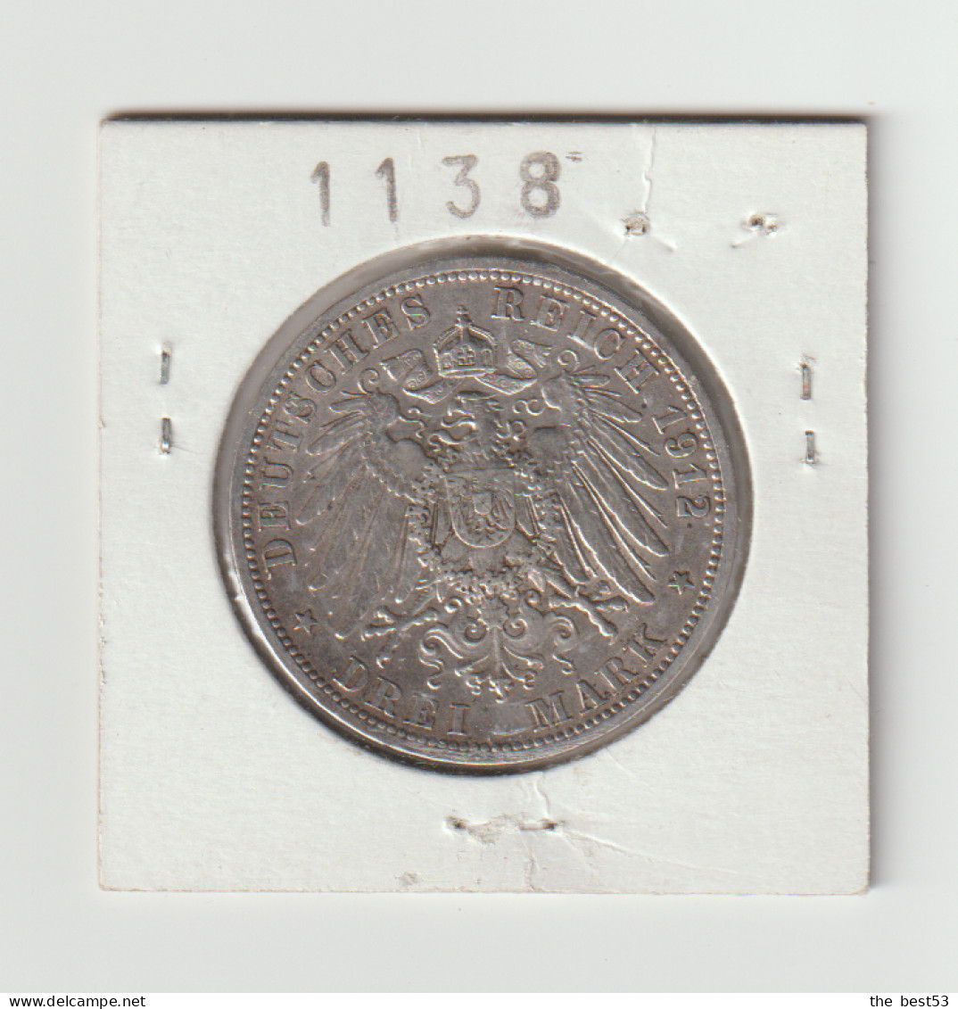 Allemagne  Prusse  -  3 Mark  Arg.  -  1912  -  TTB - 2, 3 & 5 Mark Plata