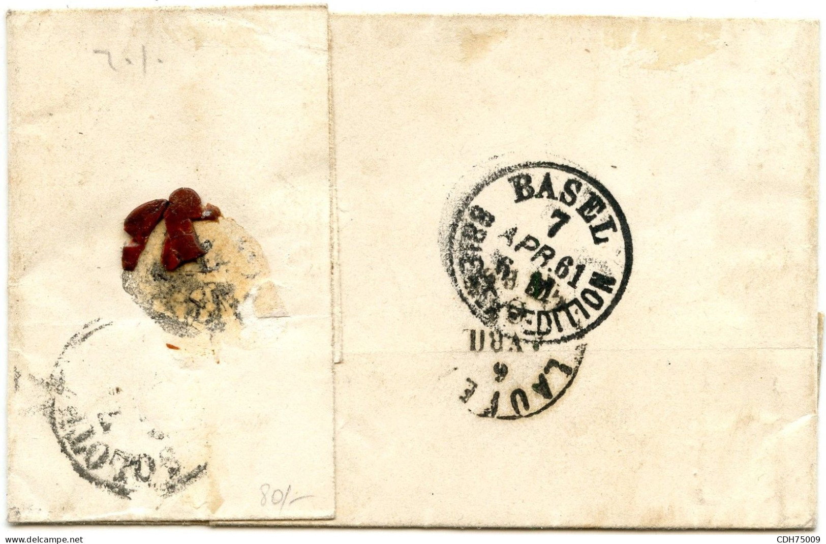 SUISSE - 10 RP BLEU (LEGER PLI D'ARCHIVE) OBLITERATION BLEUE BEINWIL SUR LETTRE SANS CORRESPONDANCE POUR SOLOTHURN, 1861 - Briefe U. Dokumente